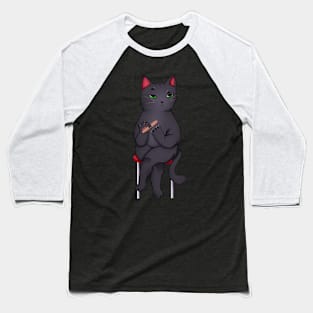 Funny Kawaii Black Cat with Attitude, Love Cats Baseball T-Shirt